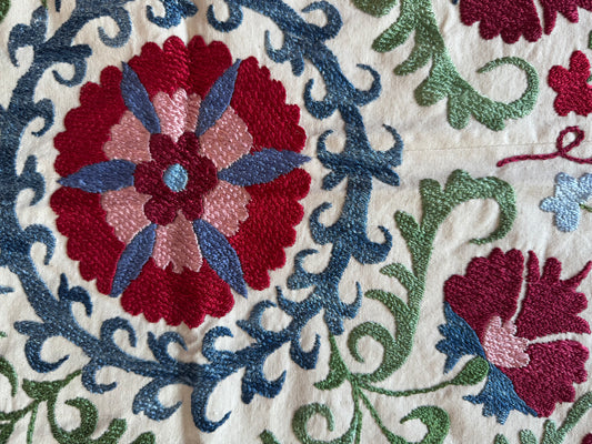 Blue, Red & Green Small Suzani Fabric