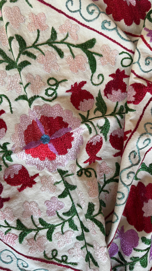 Pretty Pink, Red & Green Small Suzani Fabric
