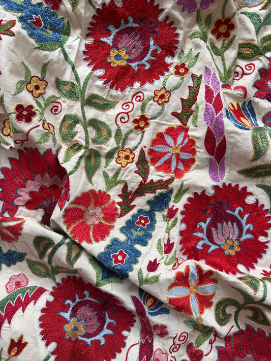 Vibrant Multicoloured Large Suzani Fabric
