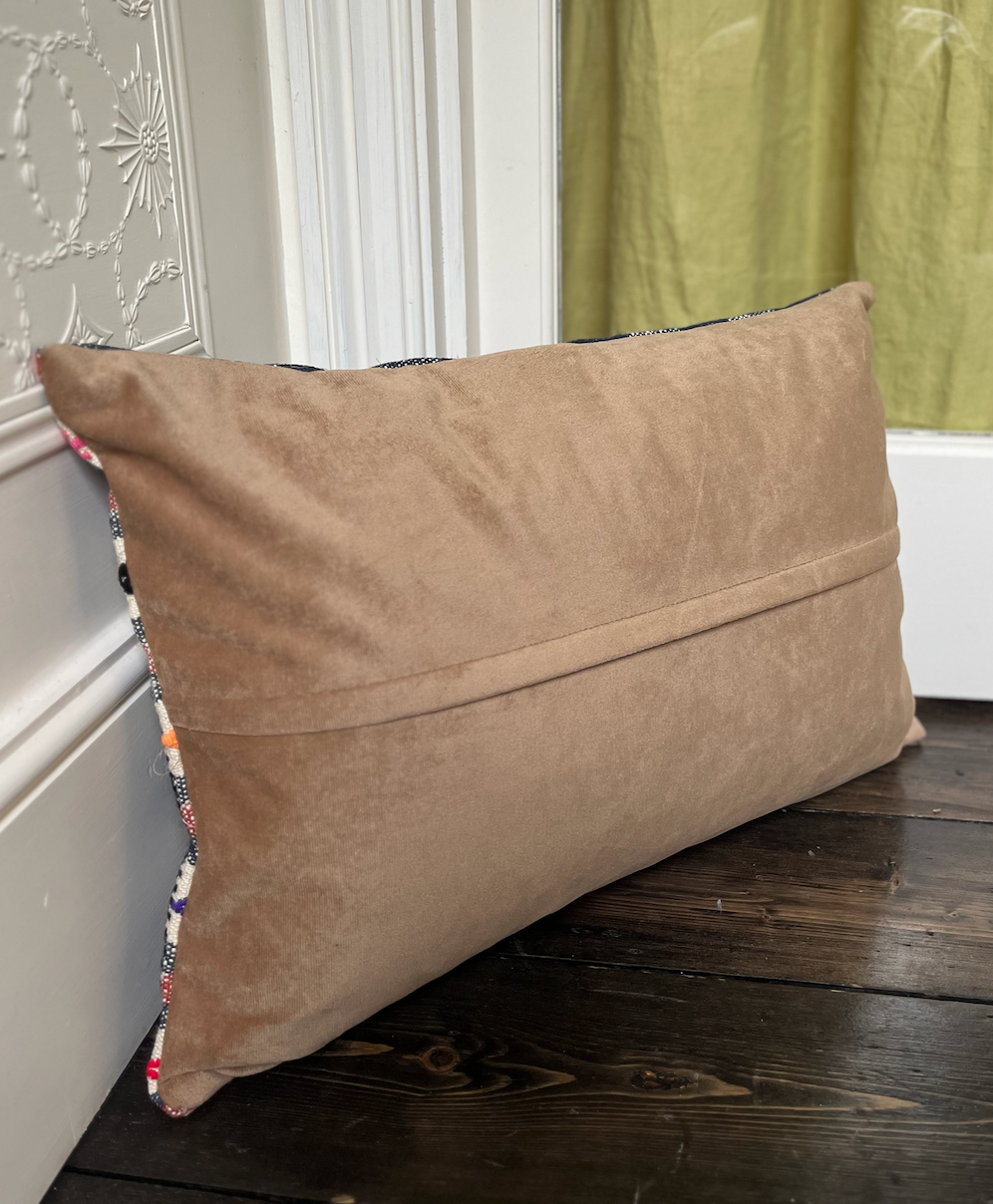 Blue Checkered Kilim Cushion