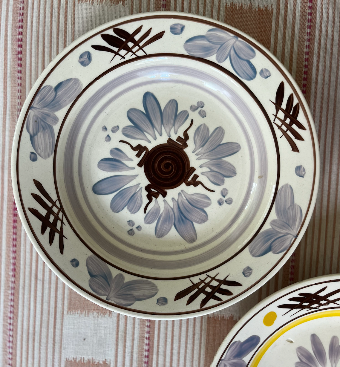 3 Piece Set of Rare & Antique Purple & Yellow Decorative Czech Wall Plates