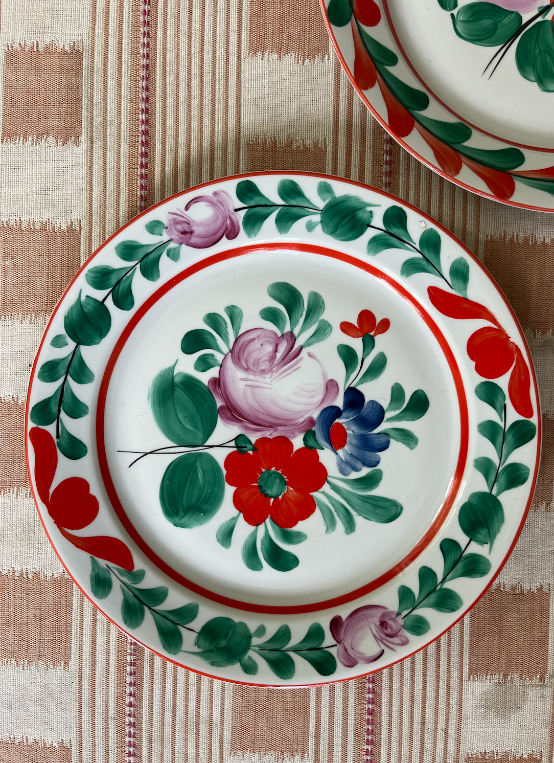 Green & Red, Rare & Antique Pair of Decorative Hungarian Wall Plates