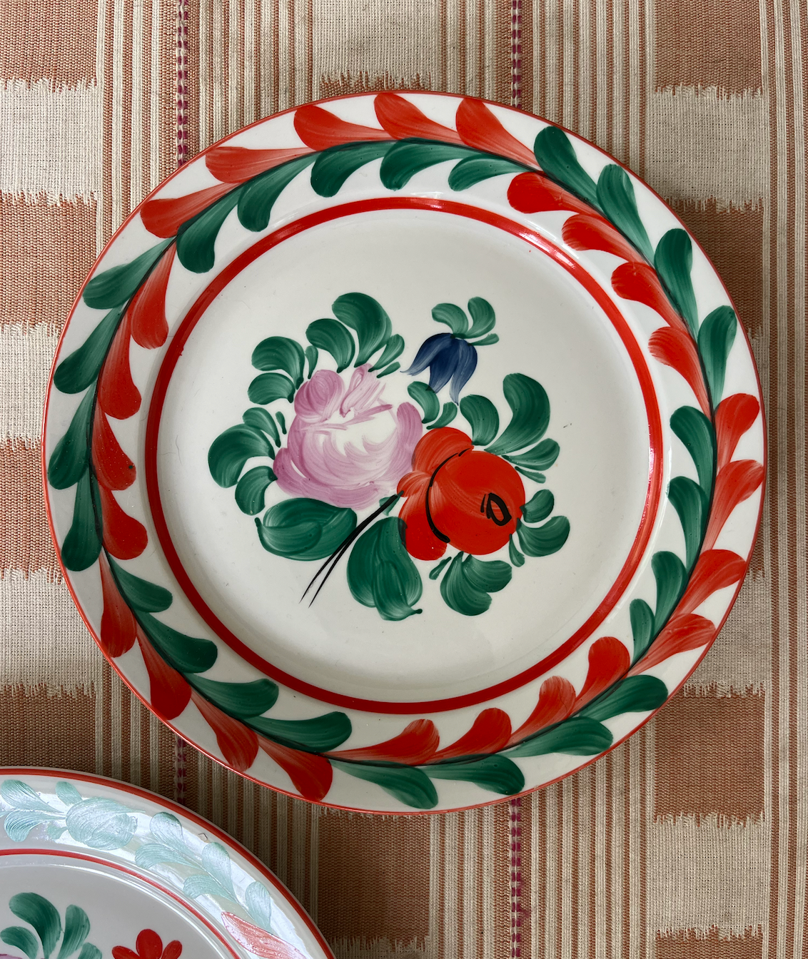 Green & Red, Rare & Antique Pair of Decorative Hungarian Wall Plates