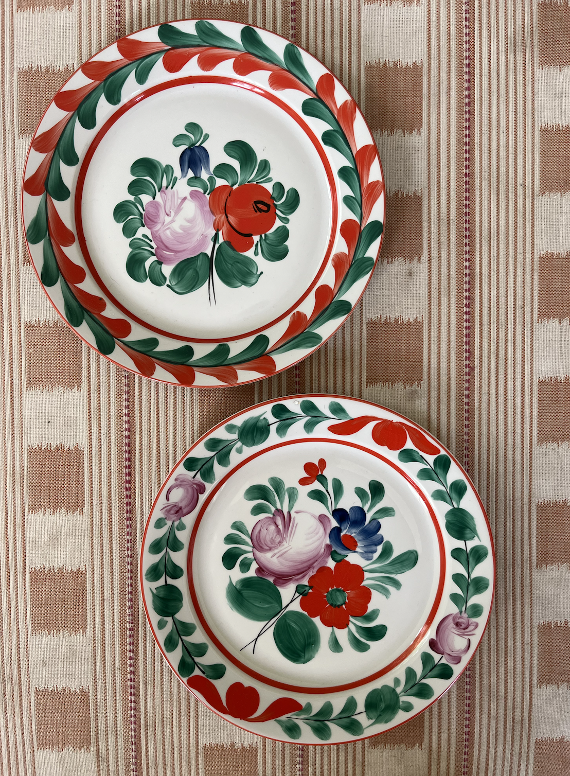 Green & Red, Rare & Antique Pair of Decorative Hungarian Wall Plates