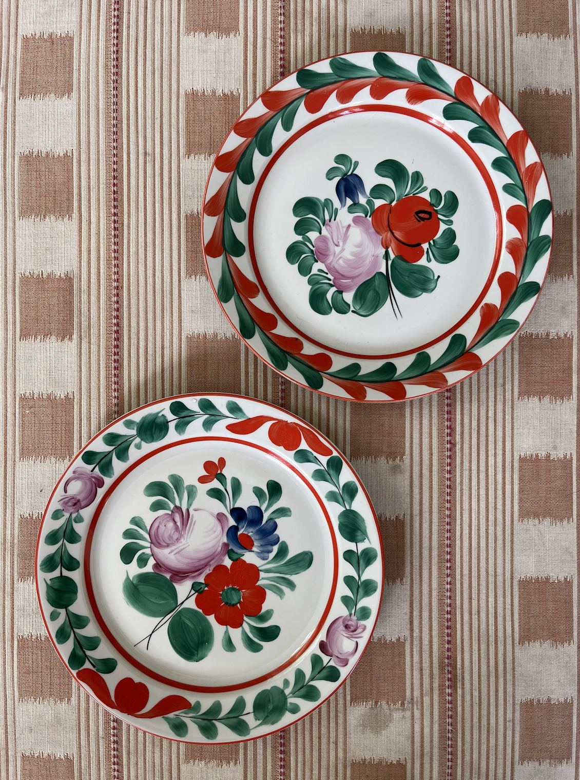 Green & Red, Rare & Antique Pair of Decorative Hungarian Wall Plates
