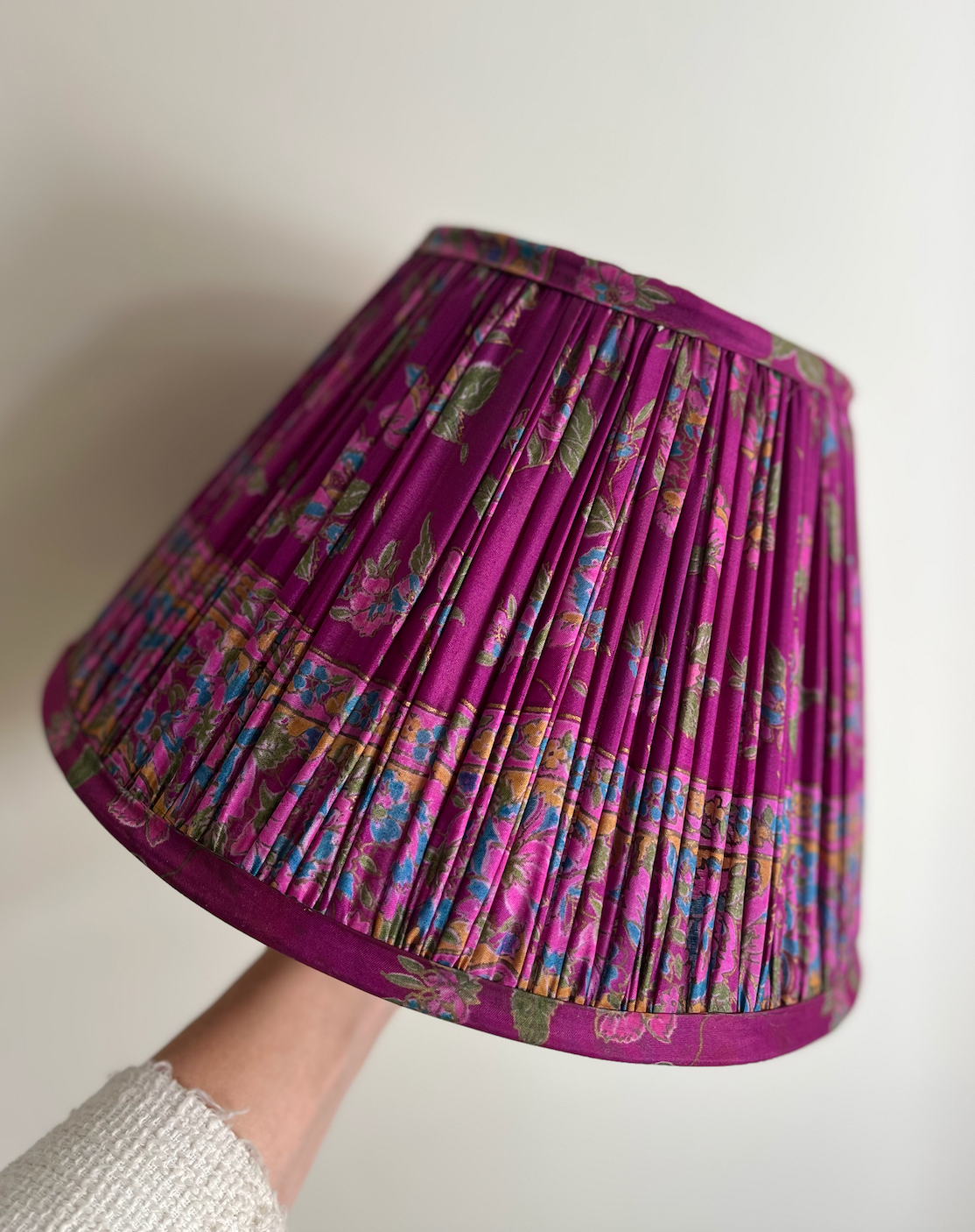 30cm Silk Sari Straight-Edge Lampshades - Various Colours