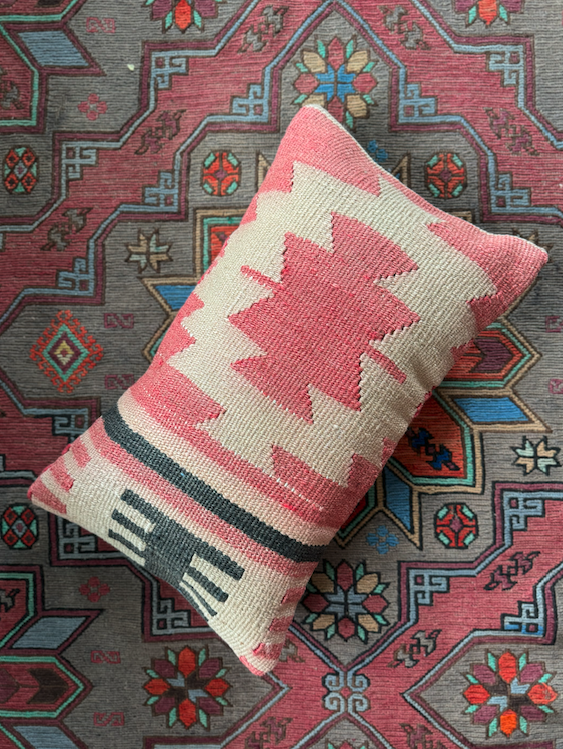 Small Soft Raspberry Pink Kilim Cushion