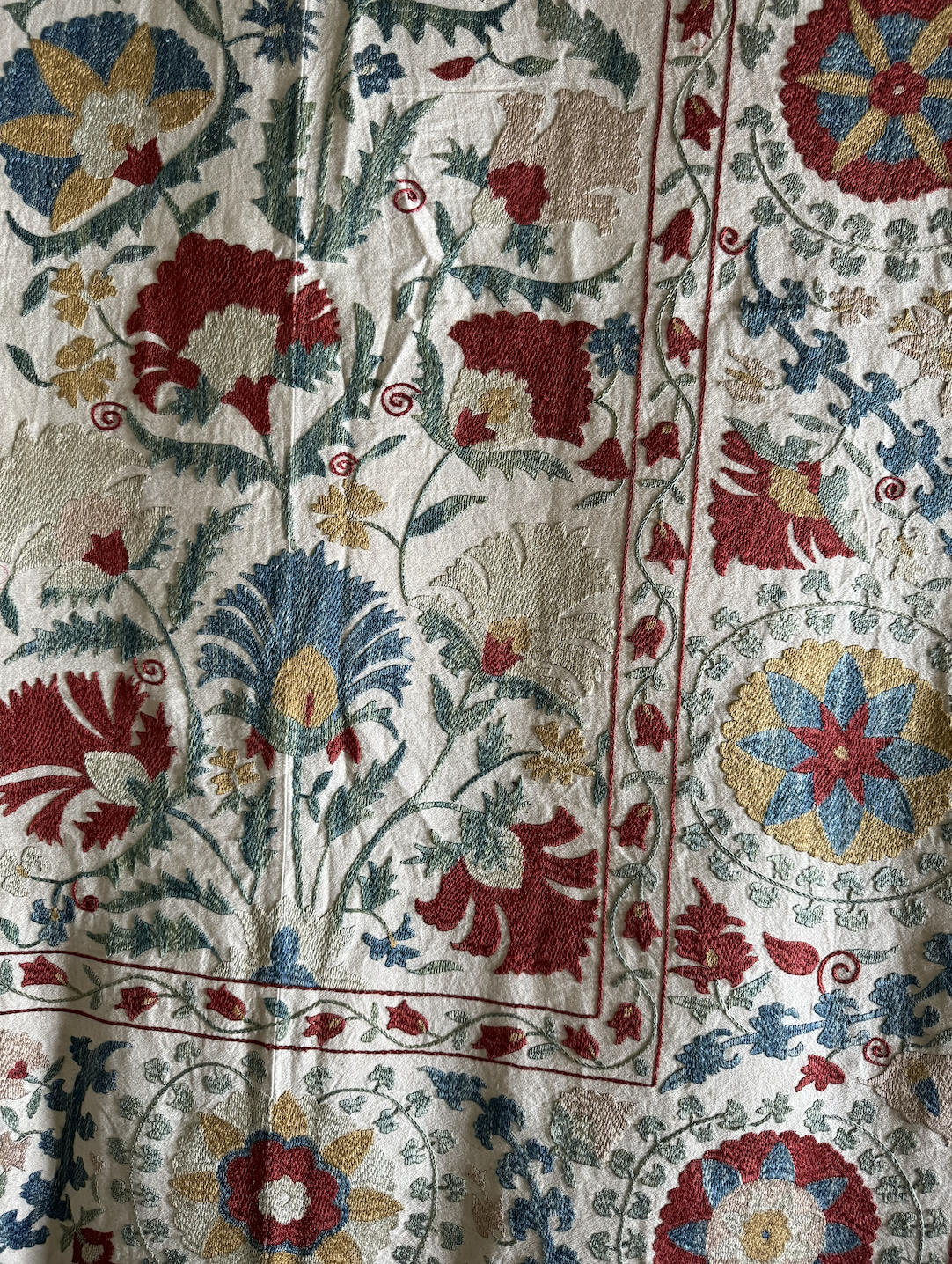Soft Floral Medium Suzani Fabric