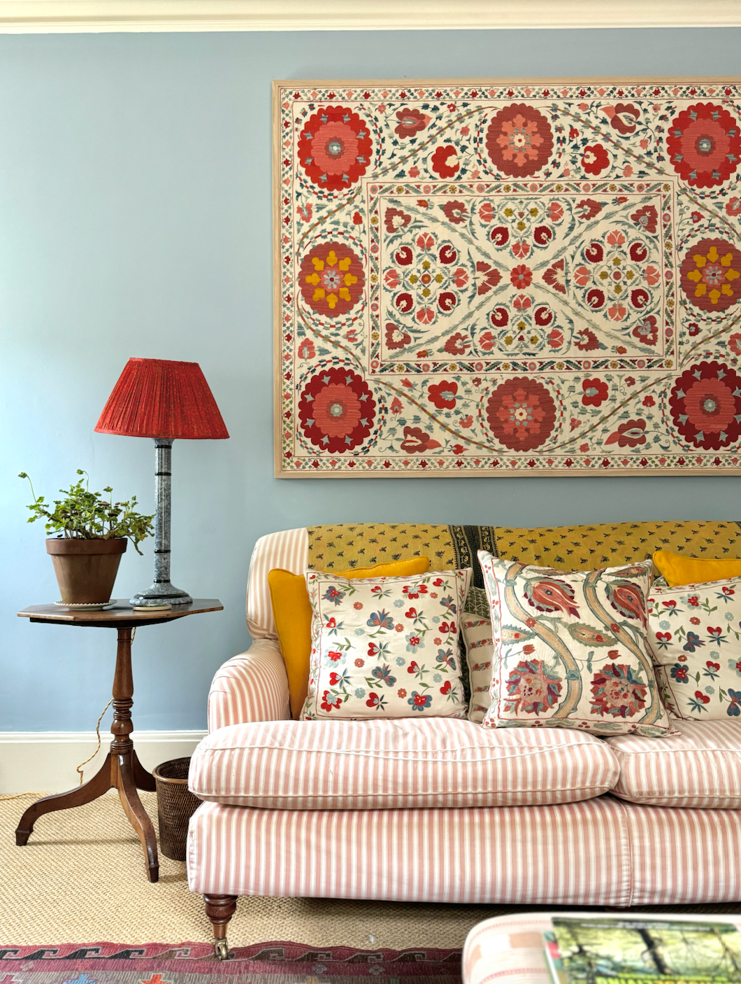 Bold Multicoloured With Pink Large Suzani Fabric