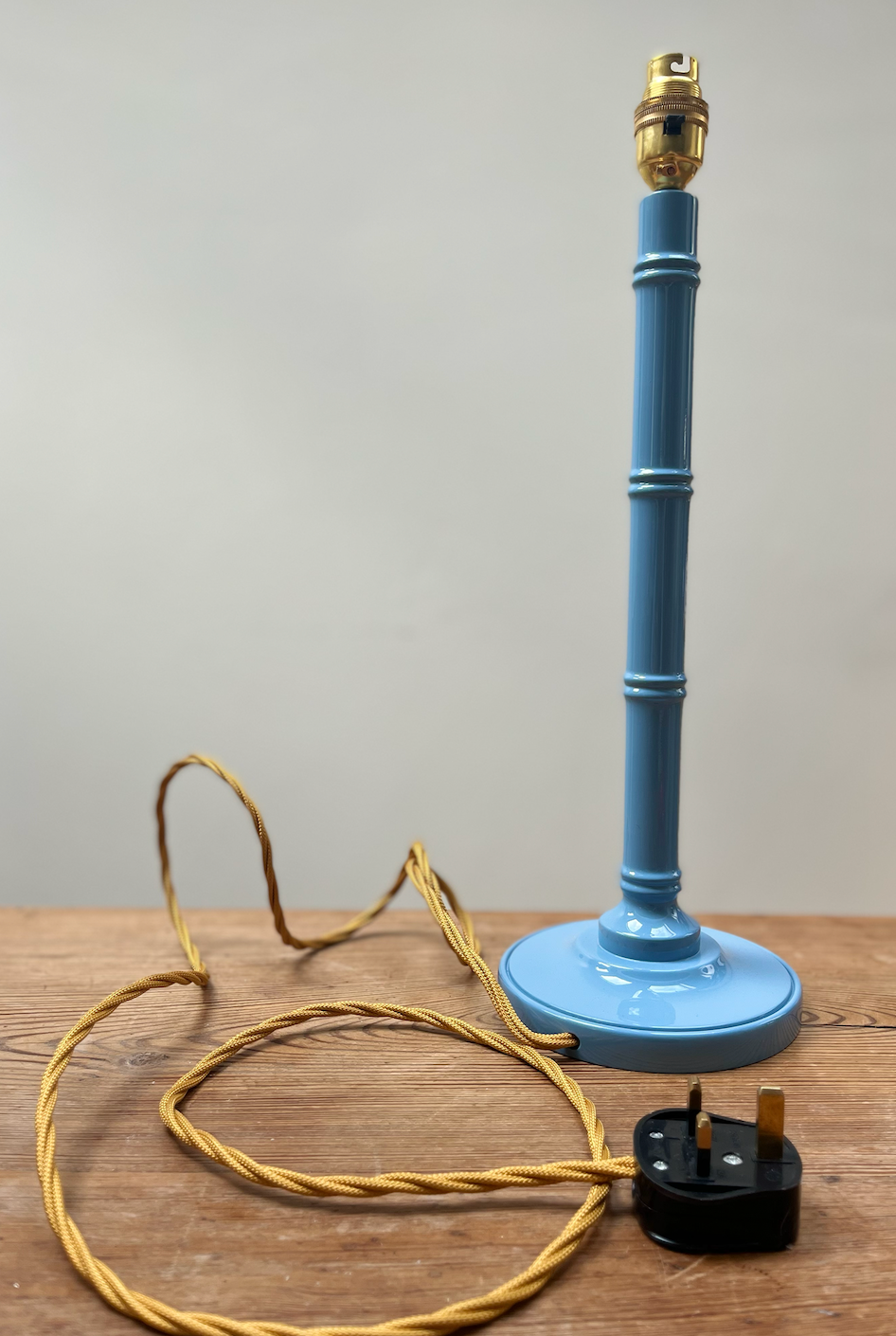 Tall Faux Bamboo Lampbase - Blue - Lacquered Gloss