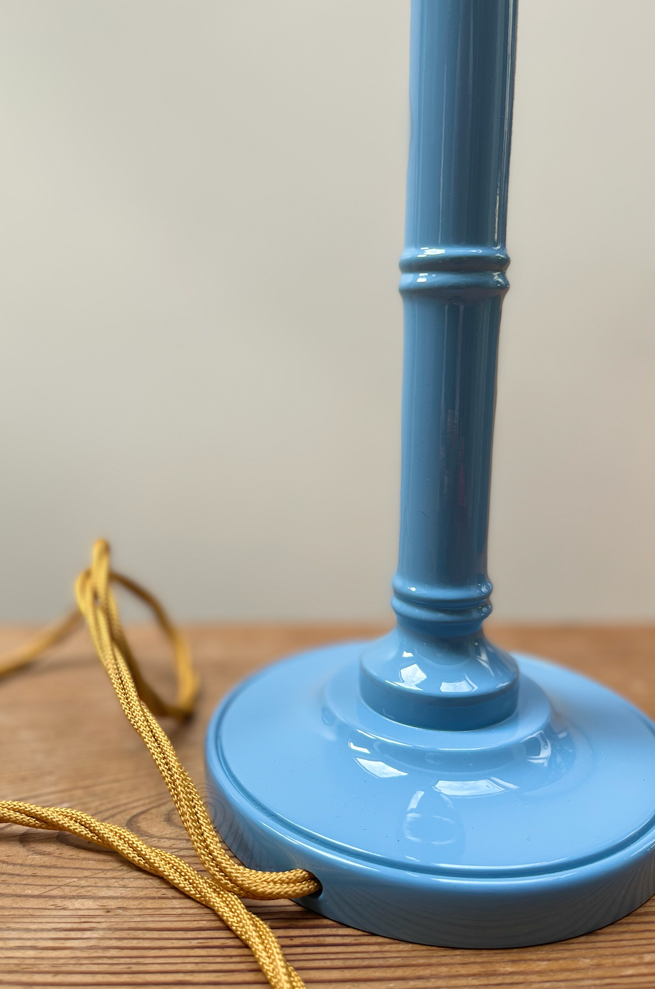 Tall Faux Bamboo Lampbase - Blue - Lacquered Gloss