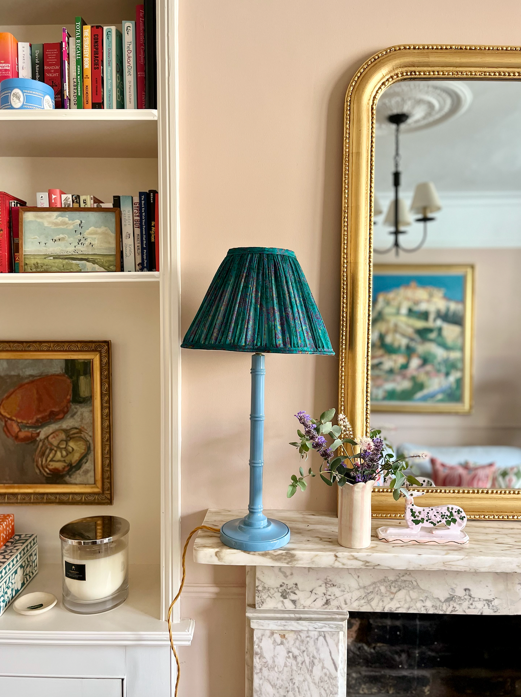Tall Faux Bamboo Lampbase - Blue - Lacquered Gloss