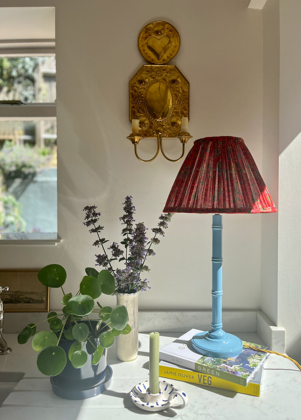 Tall Faux Bamboo Lampbase - Blue - Lacquered Gloss