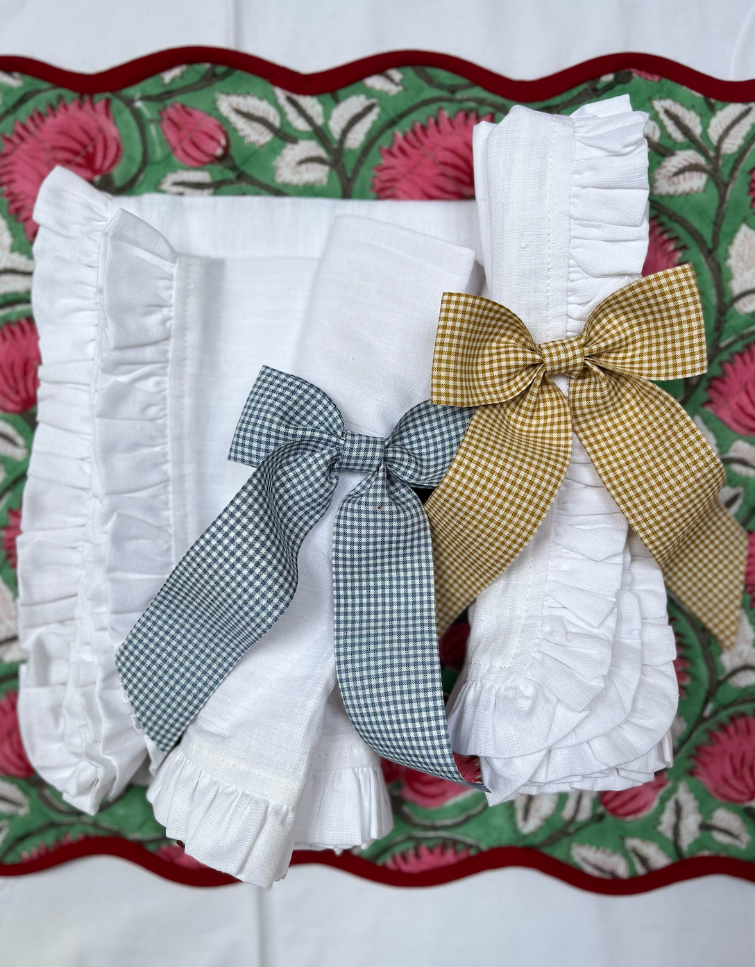 Last Set - Blue Gingham Napkin Rings (Set of 4)