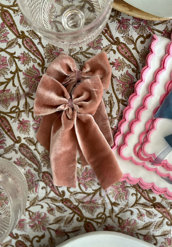 LAST CHANCE - Velvet Bow Napkin Ring - Various Colours