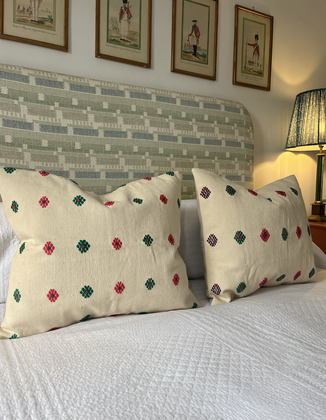 Stunning and Unique Pink & Green Daisy Large Kilim Cushion
