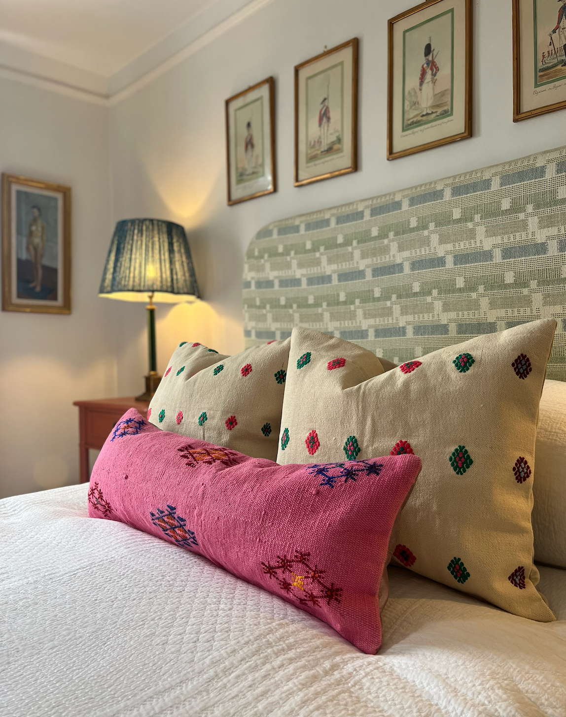 Stunning and Unique Pink & Green Daisy Large Kilim Cushion