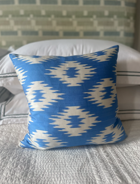 Soft Blue Cotton Ikat Cushion