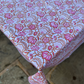 Pink Toned Floral Blockprinted Cotton Tablecloth