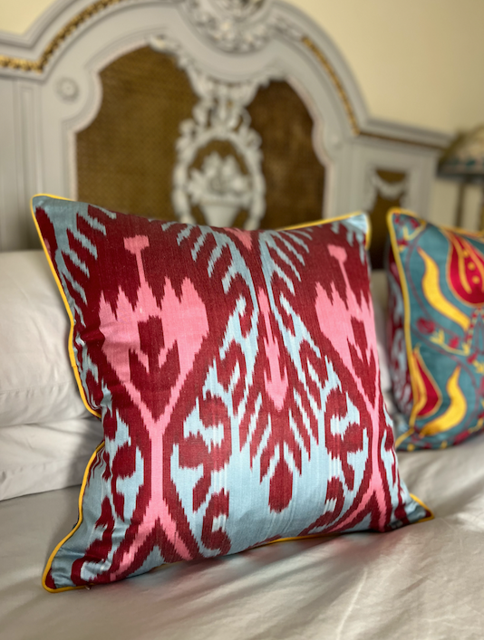 Fabulous Colourful Silk Suzani Cushion with Piped Edge