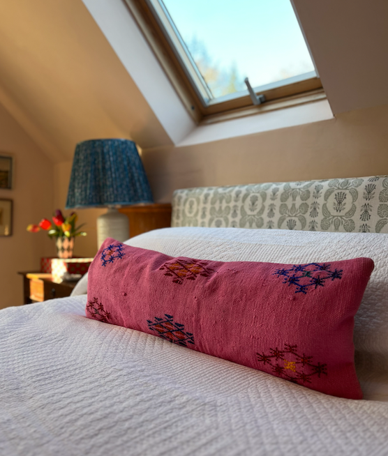 Pretty Pink Bolster Kilim Cushion