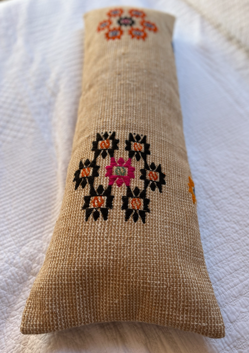 Daisy Design Orange & Black Bolster Kilim Cushion
