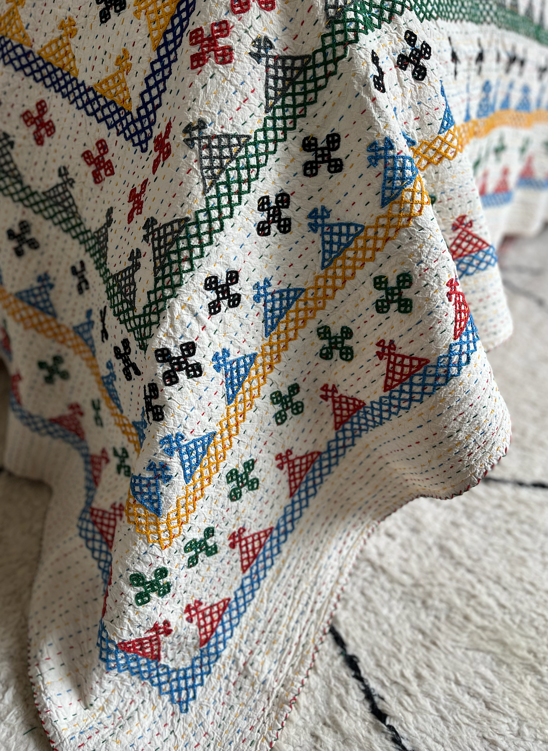 Multi Coloured Kantha Quilt - SMALL - MJS23