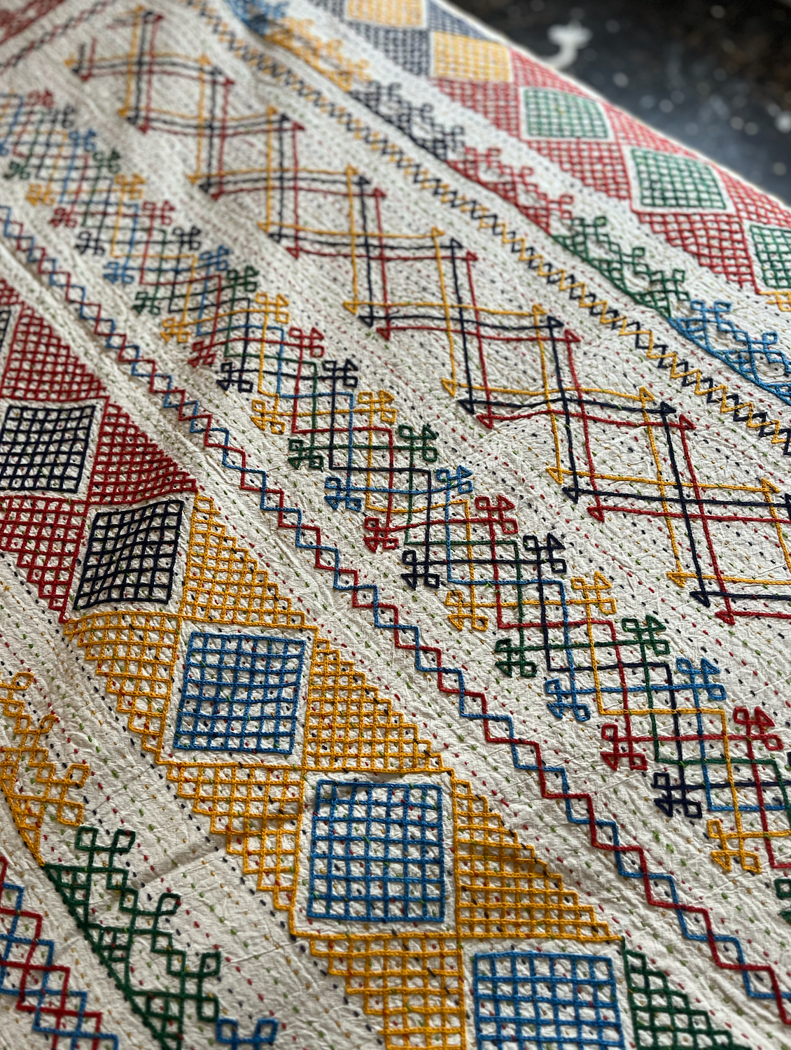 Multi Coloured Kantha Quilt - SMALL - MJS24