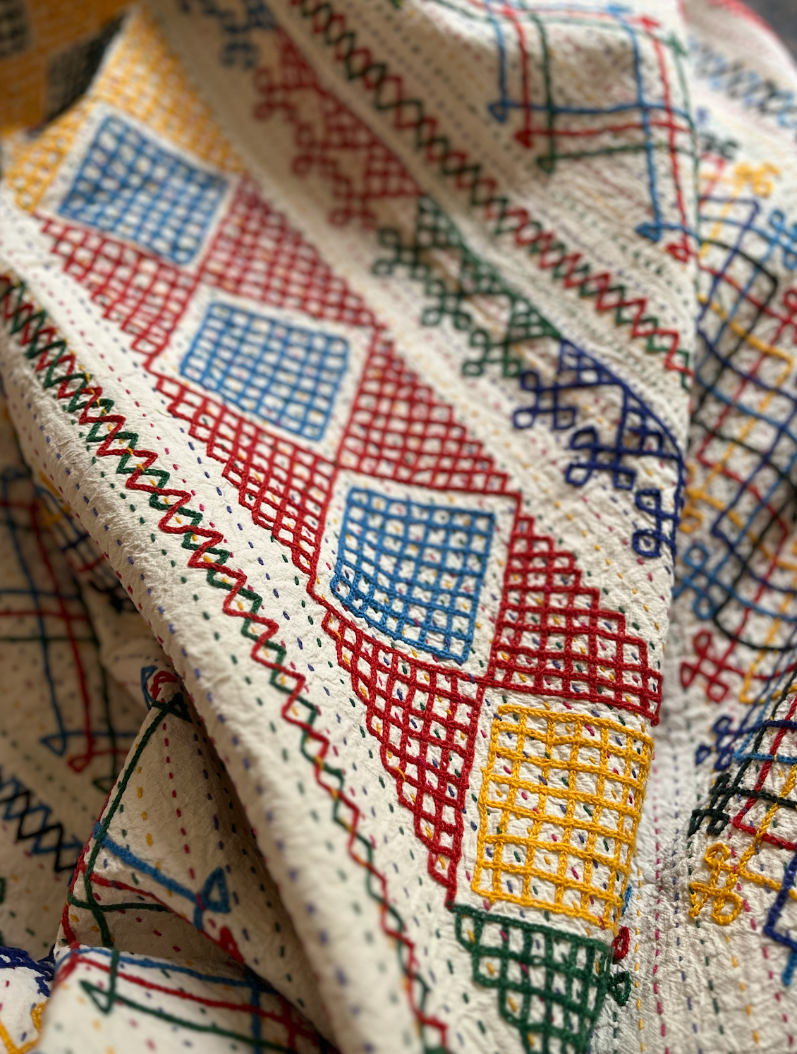 Multi Coloured Kantha Quilt - SMALL - MJS26