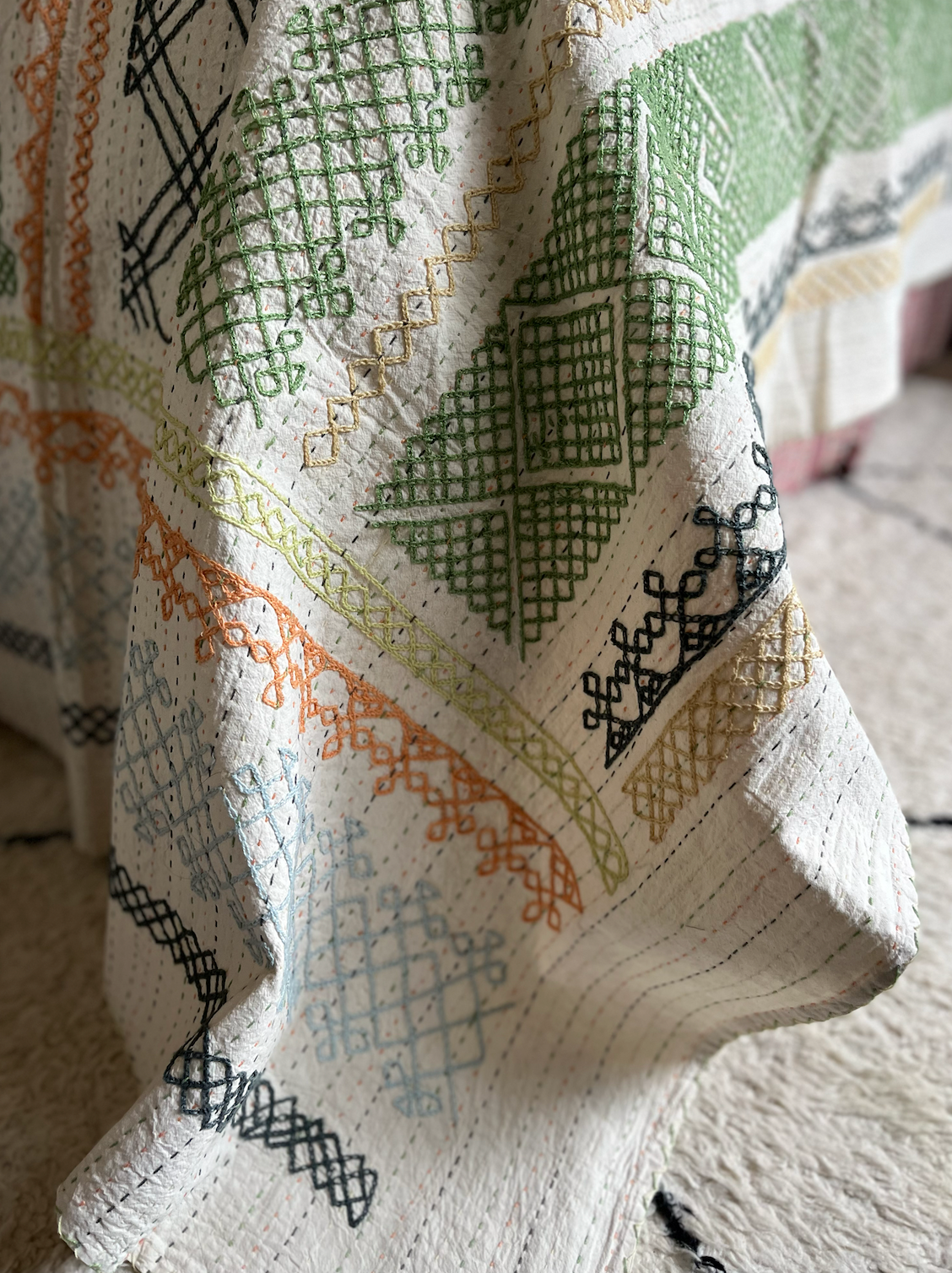 Multi Coloured Kantha Quilt - SMALL - MJS27