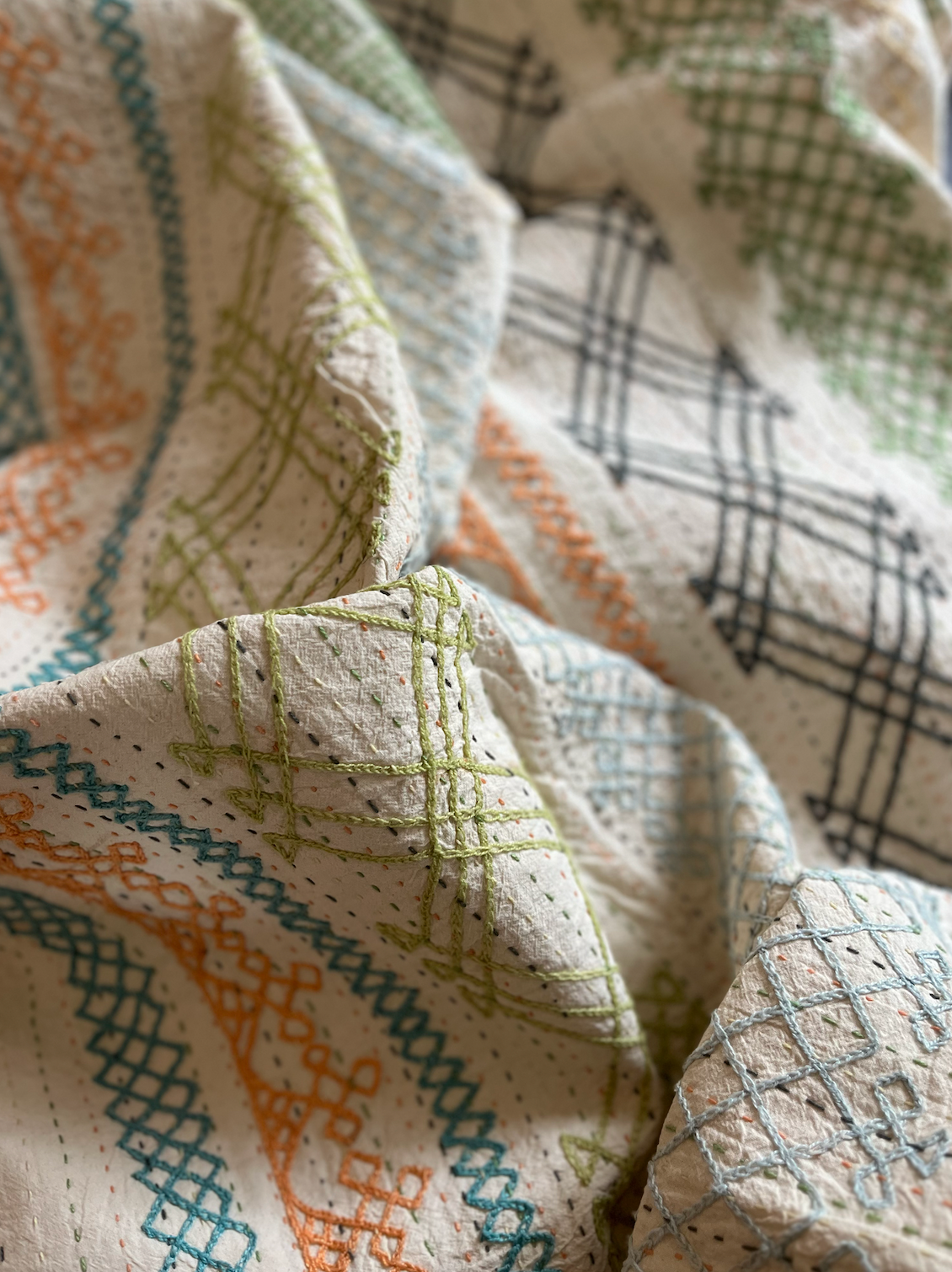 Multi Coloured Kantha Quilt - SMALL - MJS27