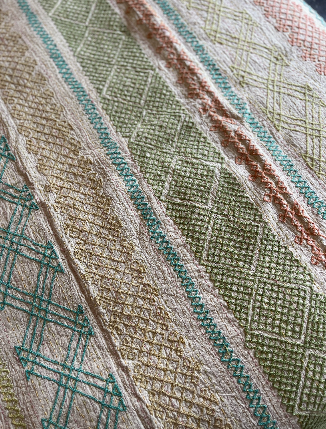 Soft Coloured Kantha Quilt - SMALL - MJS28