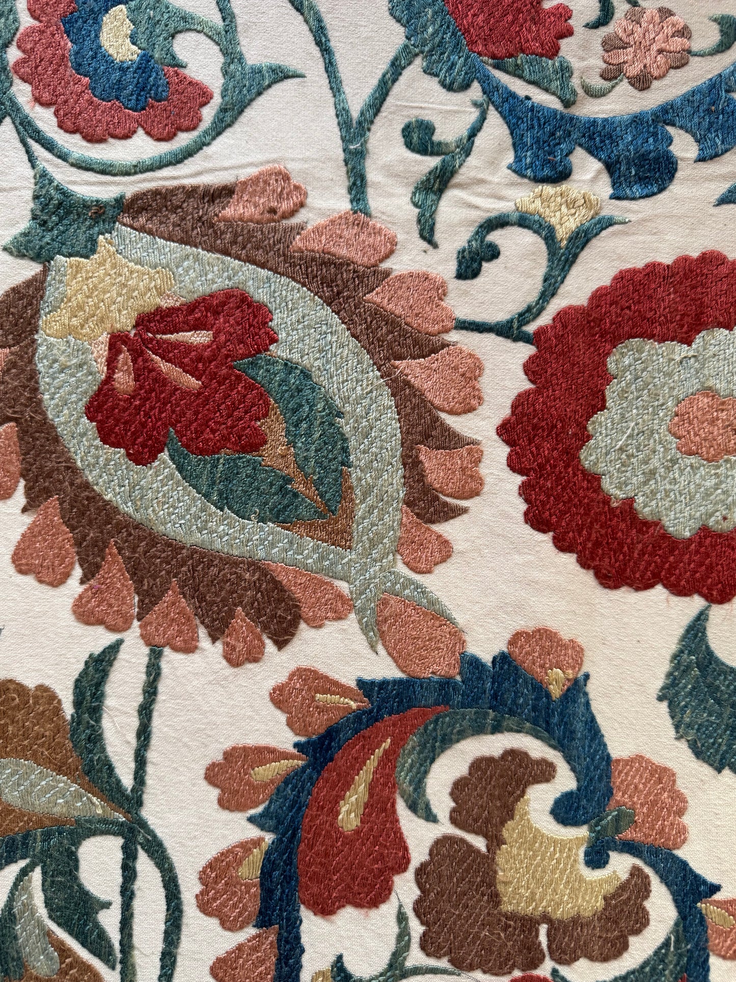 Stunning Softer Toned Uzebistan Medium Suzani Fabric