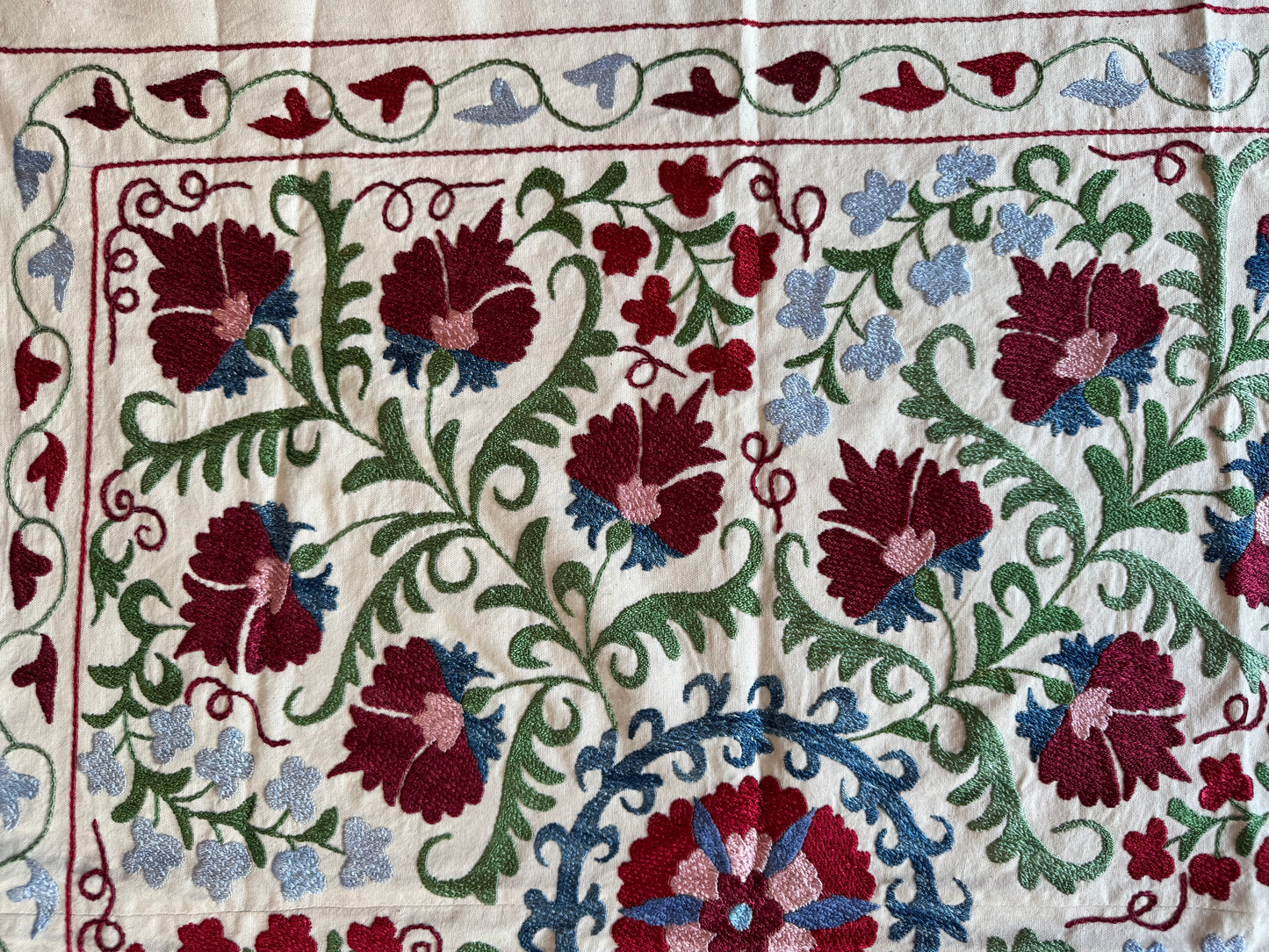 Blue, Red & Green Small Suzani Fabric