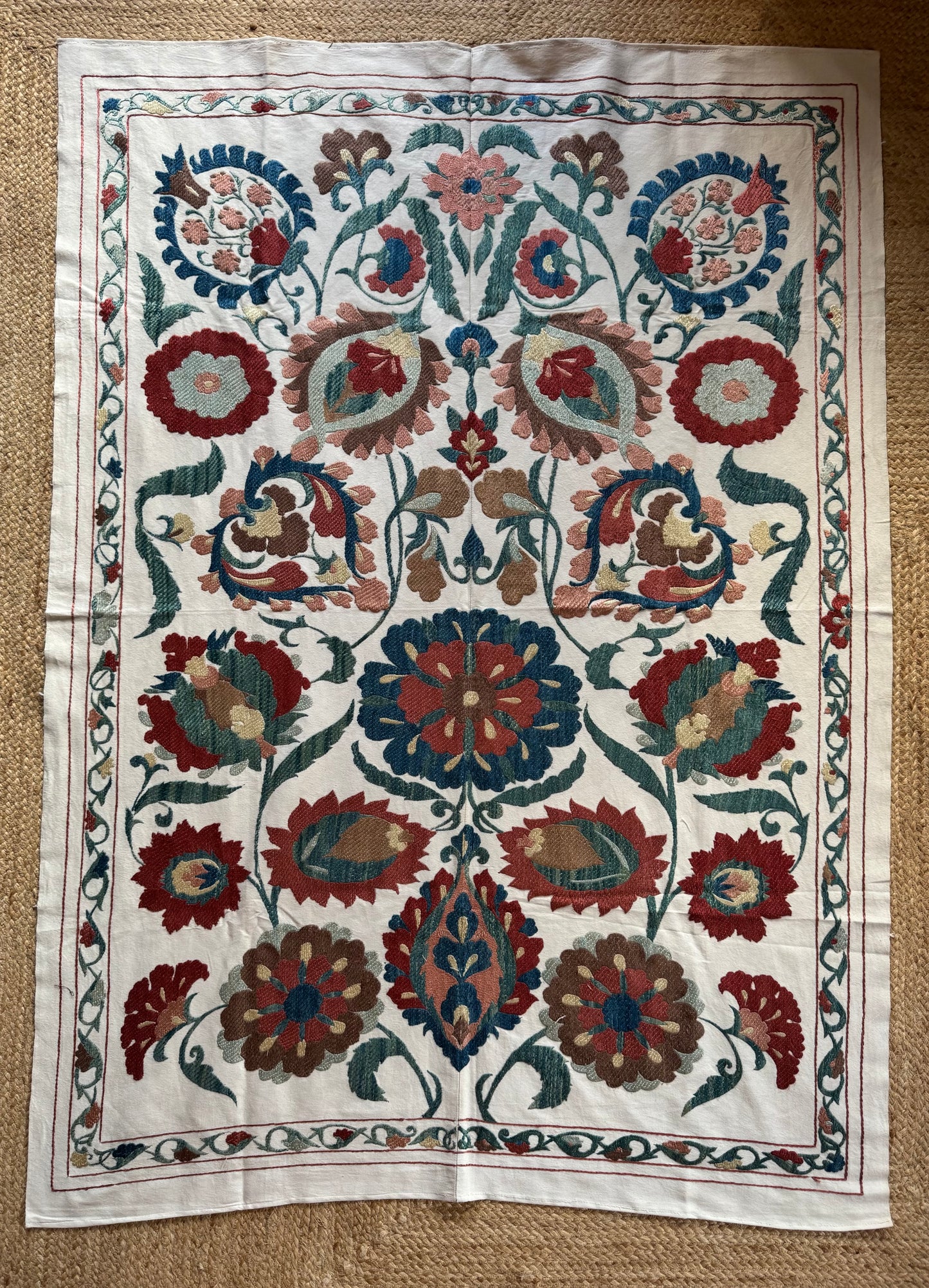 Stunning Softer Toned Uzebistan Medium Suzani Fabric