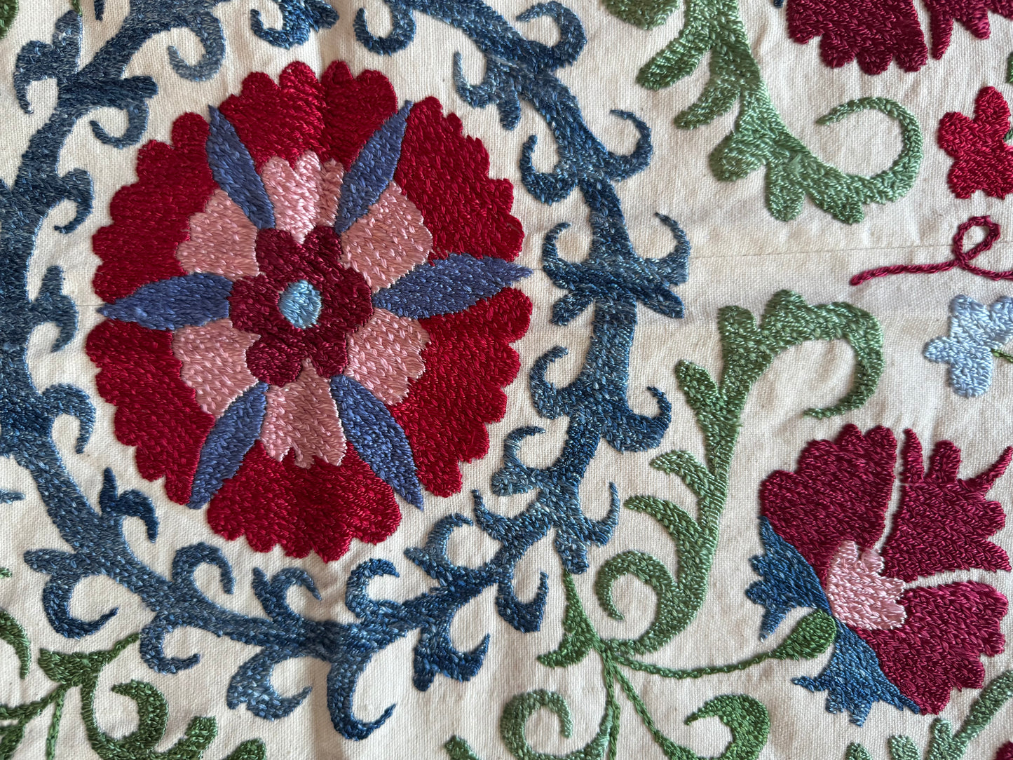 Blue, Red & Green Small Suzani Fabric