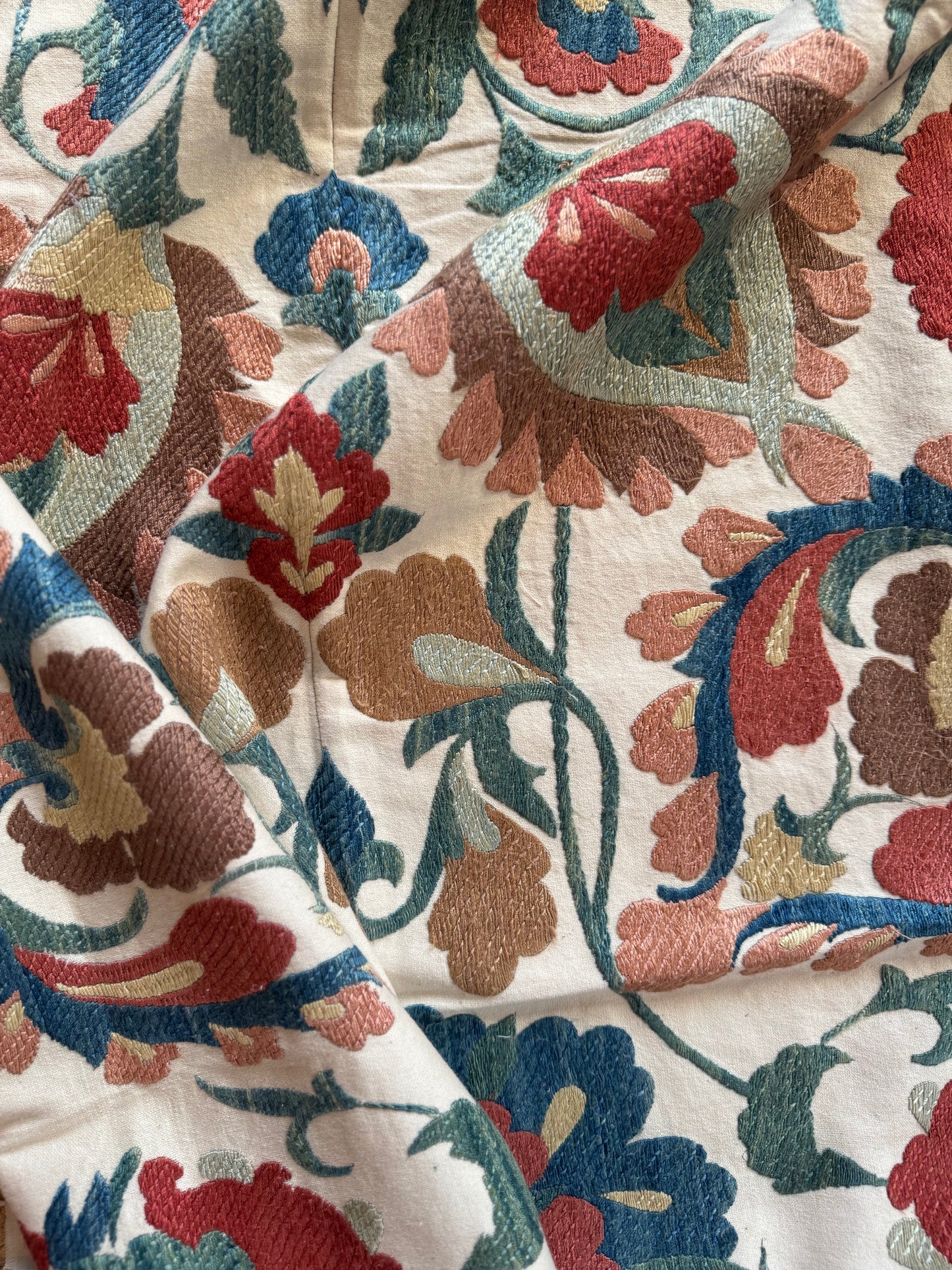 Stunning Softer Toned Uzebistan Medium Suzani Fabric