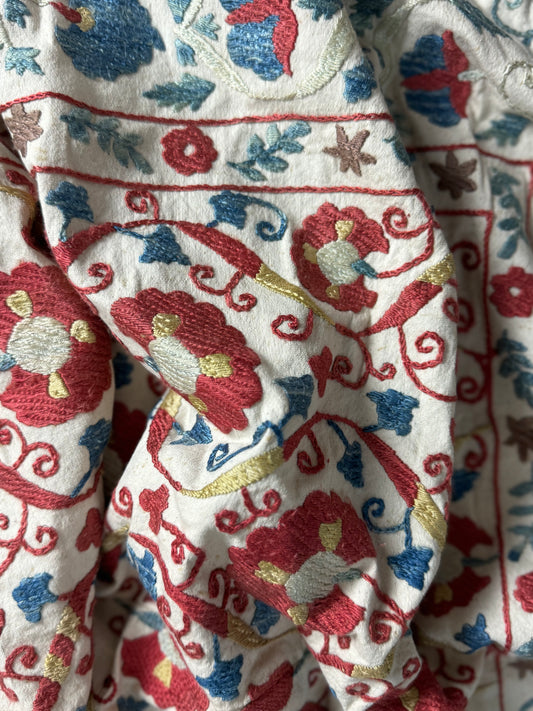 Beautiful Red & Blue Medium Suzani Fabric