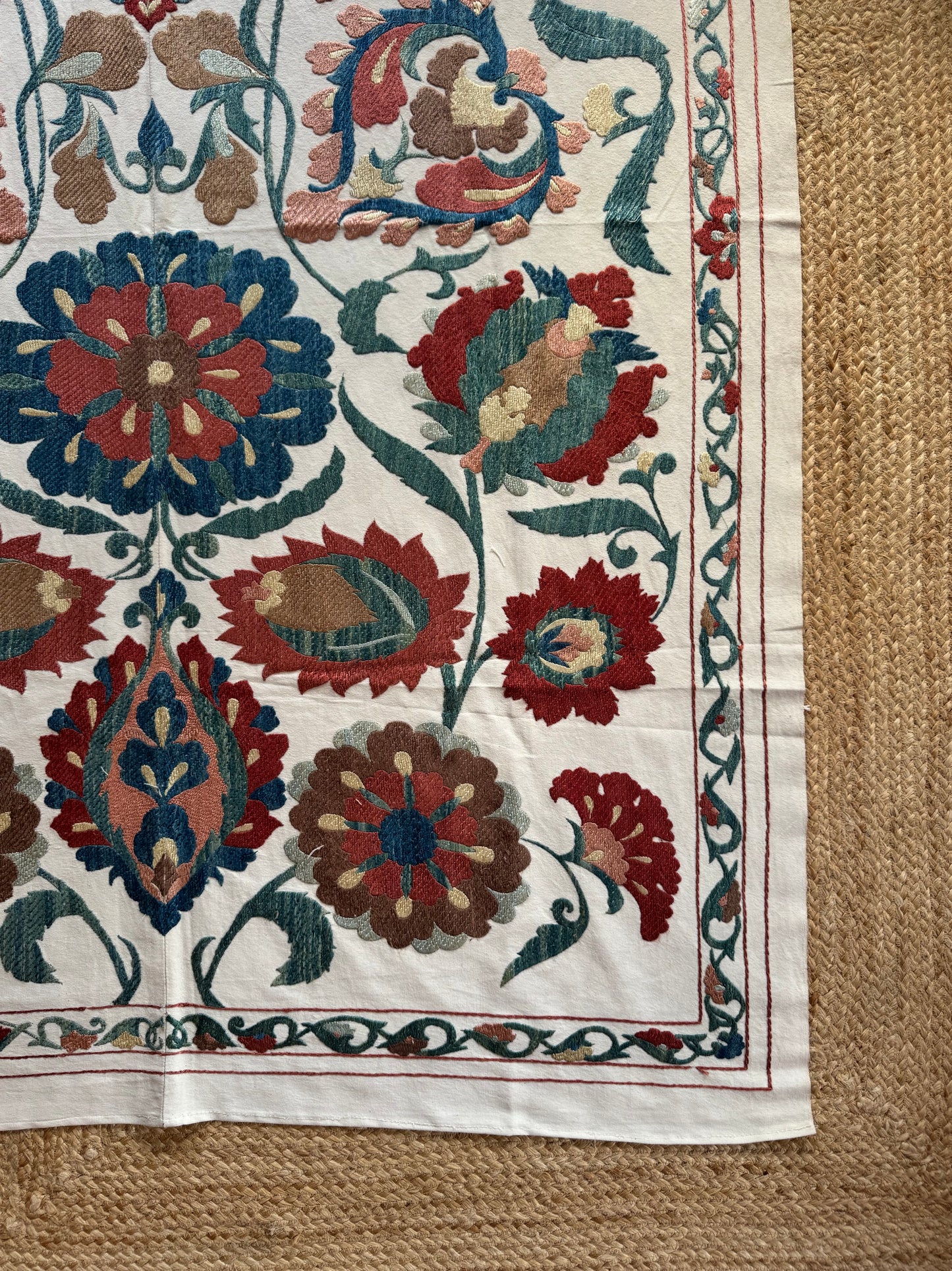 Stunning Softer Toned Uzebistan Medium Suzani Fabric