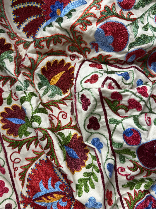 Very Striking Bold Plum & Green Toned Suzani Fabric