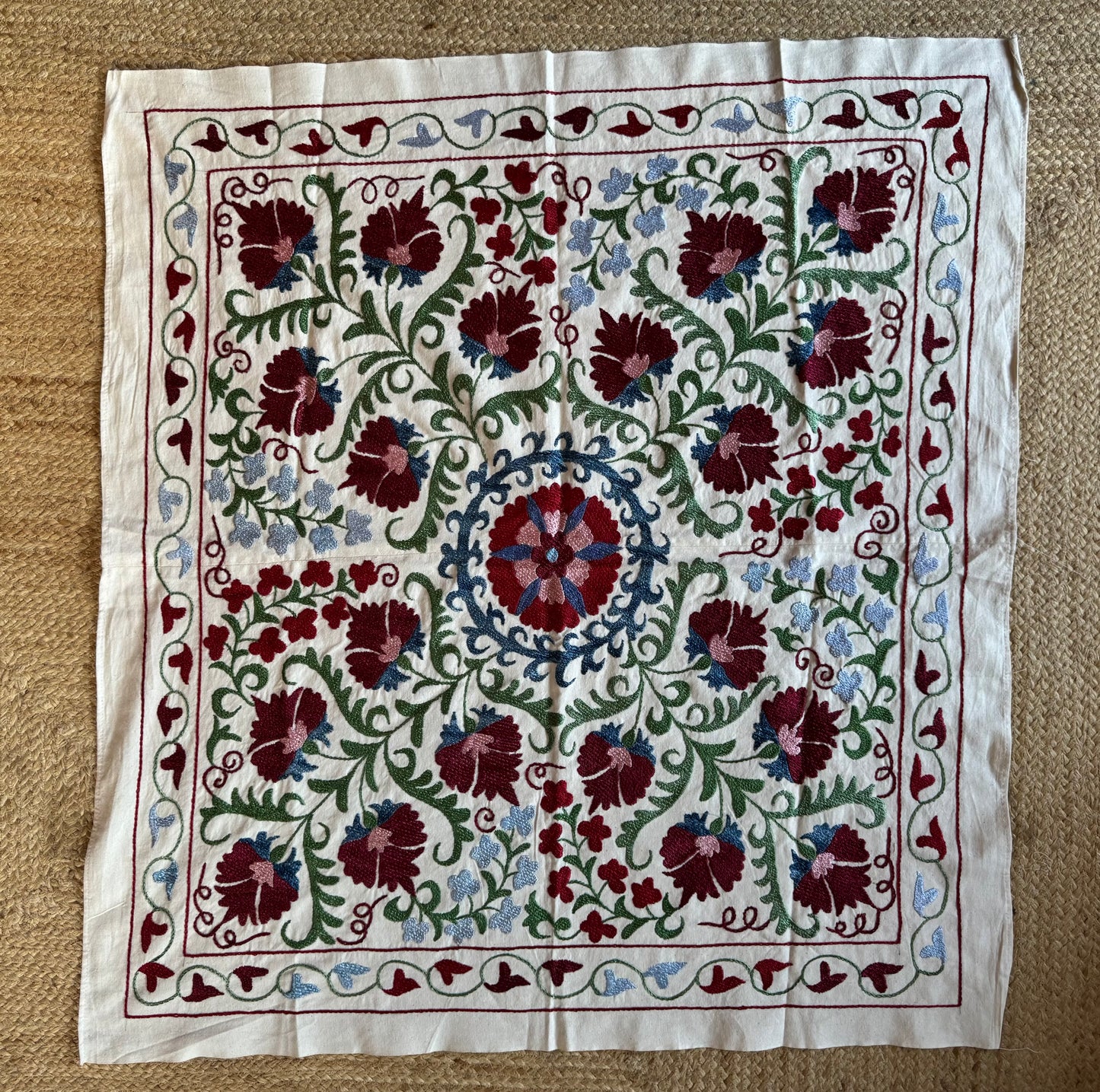 Blue, Red & Green Small Suzani Fabric