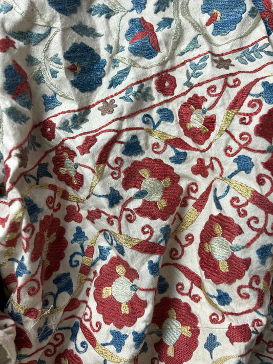 Beautiful Red & Blue Medium Suzani Fabric