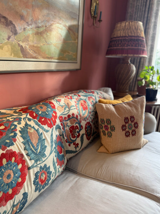 Stunning Bold Toned Uzebistan Medium Suzani Fabric