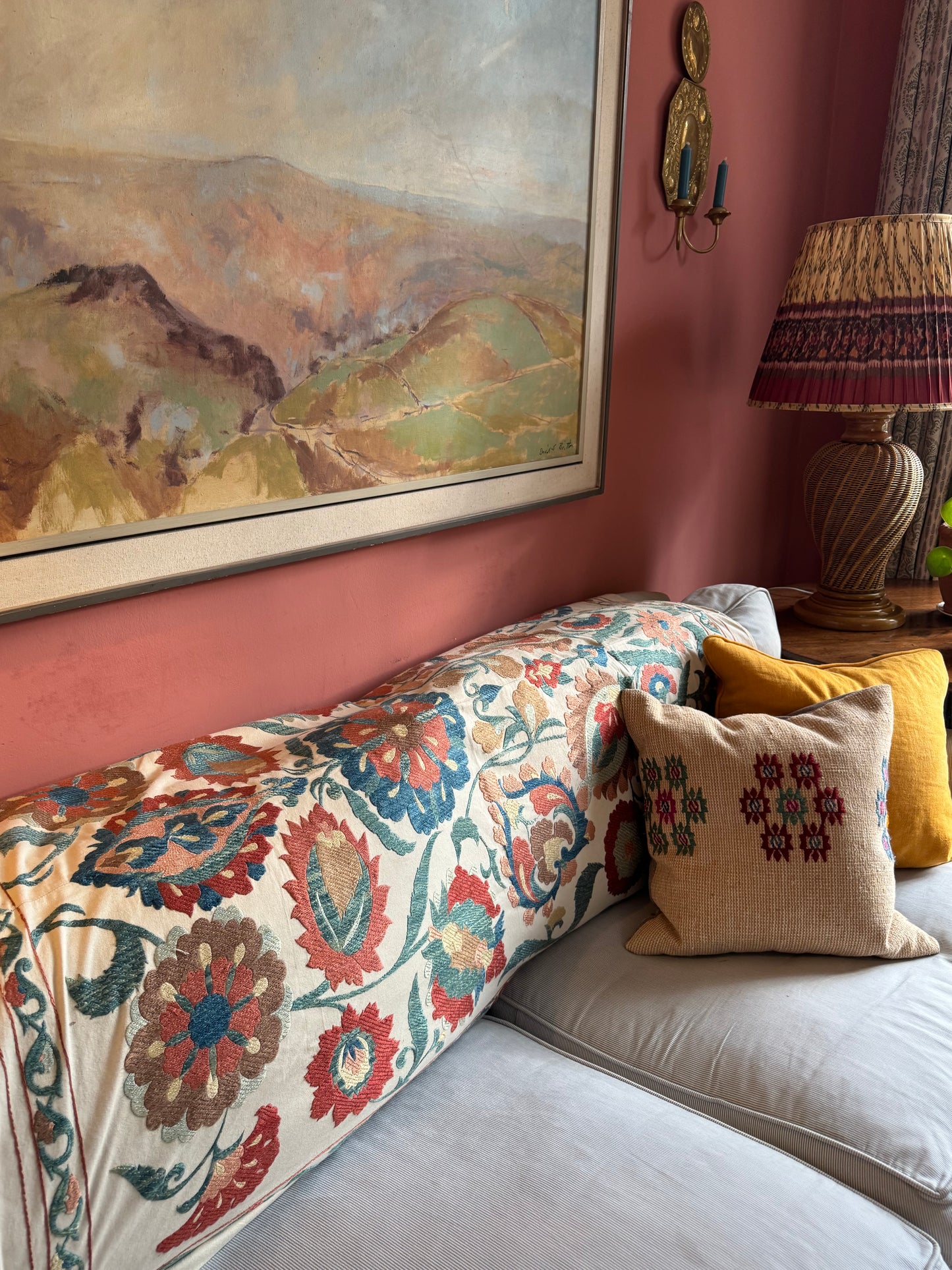 Stunning Softer Toned Uzebistan Medium Suzani Fabric