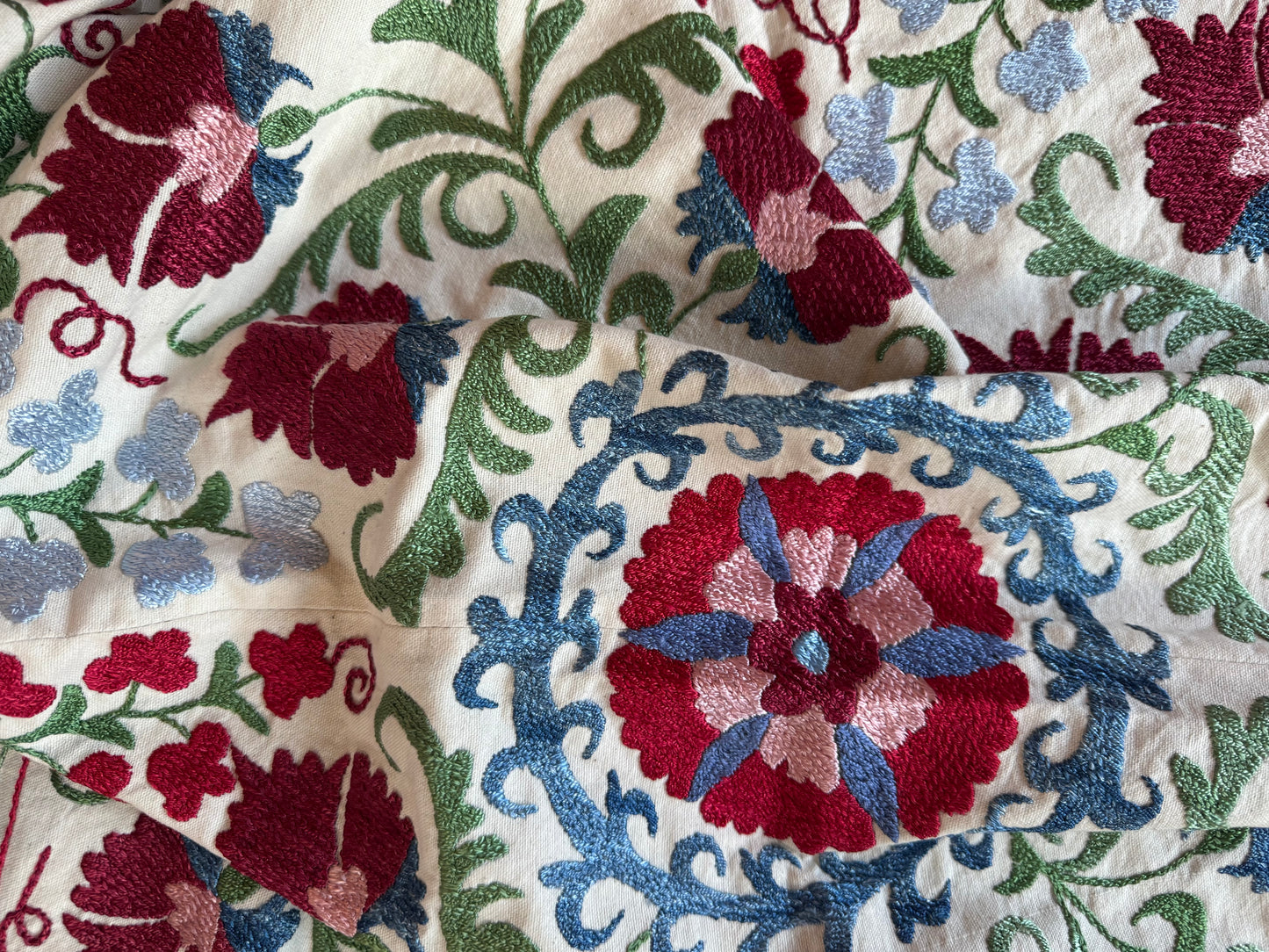 Blue, Red & Green Small Suzani Fabric
