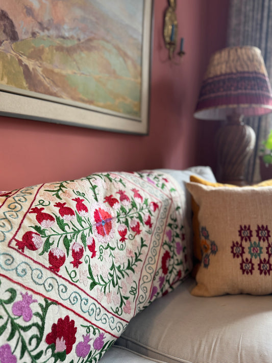 Pretty Pink, Red & Green Small Suzani Fabric