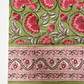 Pink on Green Blockprinted Cotton Tablecloth - Various Sizes