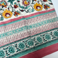 Pink with Turquoise & Yellow Blockprinted Cotton Tablecloth - Various Sizes
