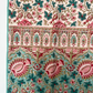 Blue, Pink & Red on White Blockprinted Cotton Tablecloth - Various Sizes