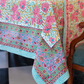 Striking & Vibrant Multicoloured Blockprinted Cotton Tablecloth - Various Sizes